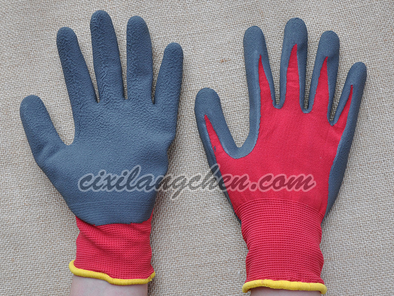 100% poly liner Latex coated glove 13T-DIP-005