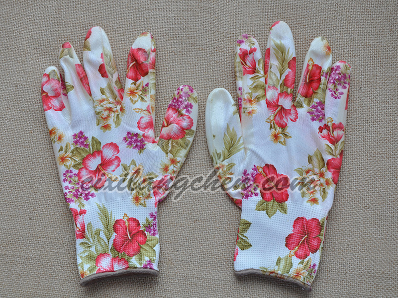 100% poly gardening glove 13T-DIP-002