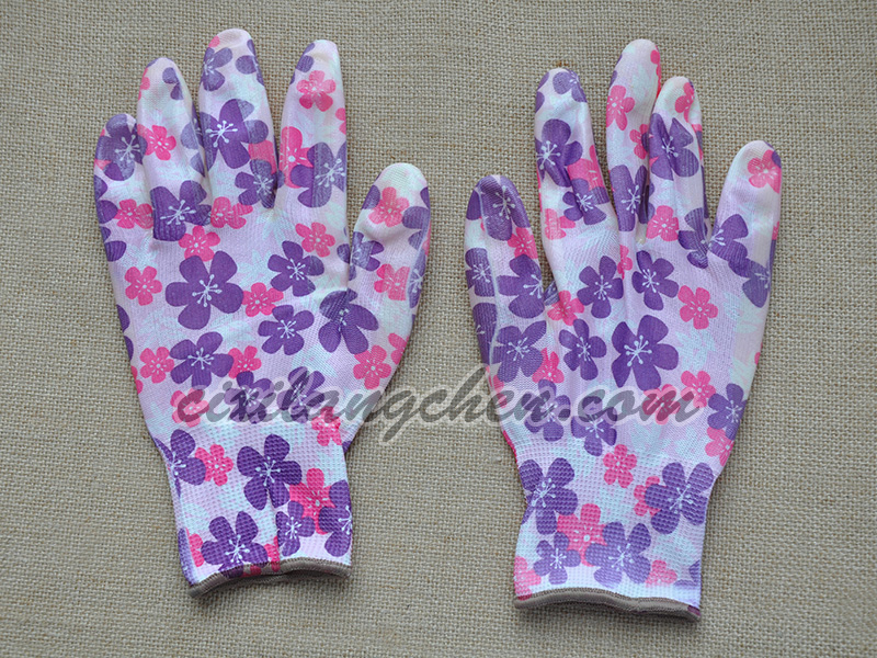 100% poly gardening glove 13T-DIP-002