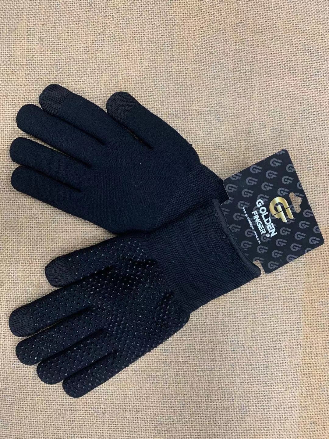 尼龙内层毛圈外点胶触屏手套 13G-hand-love-009