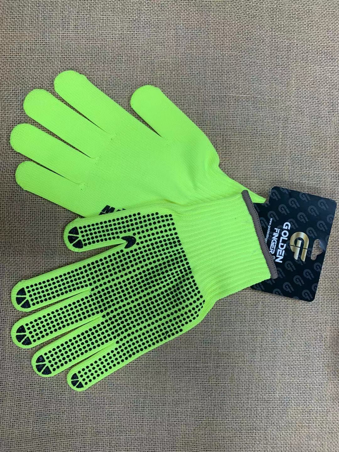 黄涤纶点胶手套 7G-hand-love-007